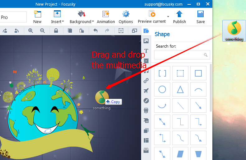 Insert multimedia elements easily with drag and drop