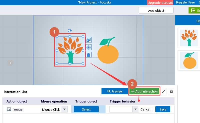 Add interaction into animated presentation 