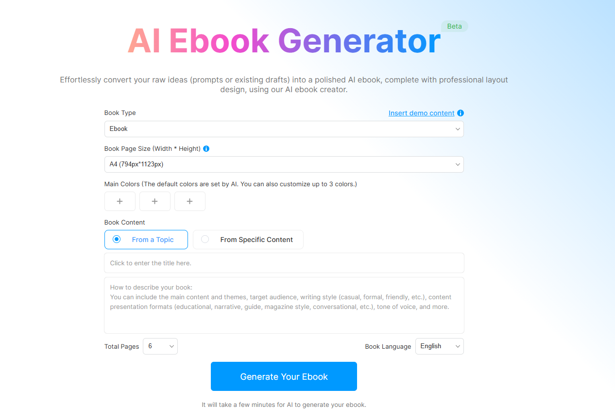 free AI ebook maker